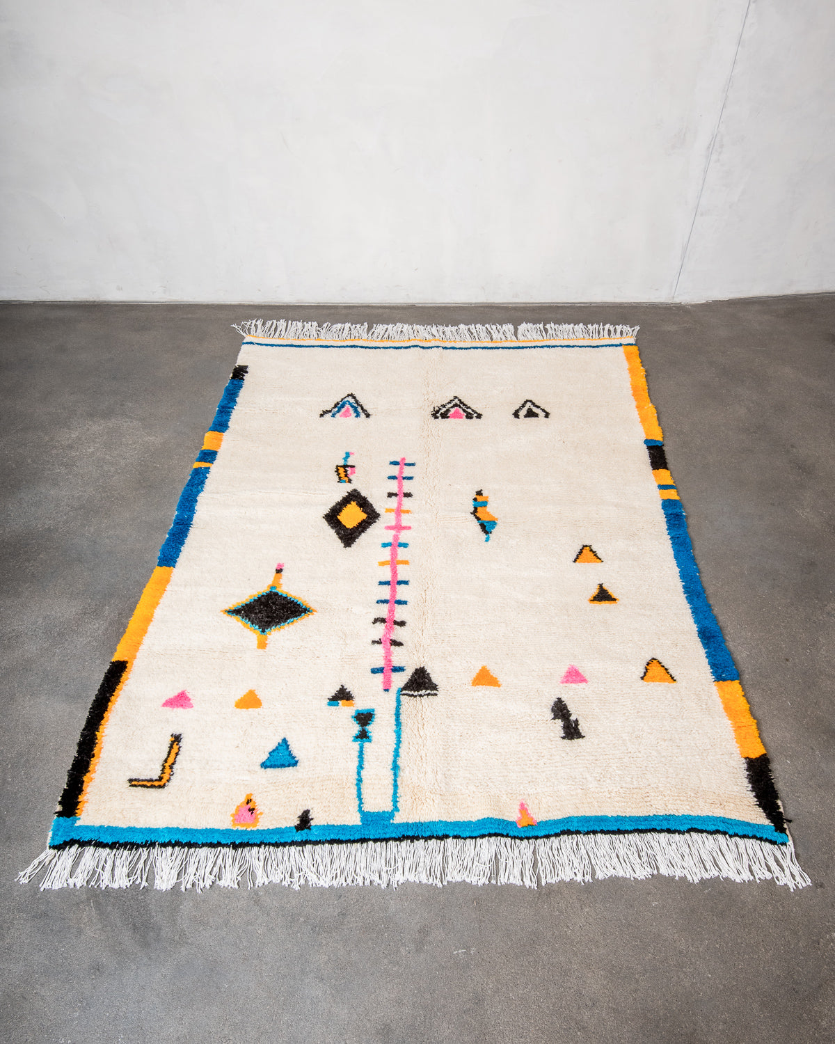 Modern designer handcrafted Berber rug from morocco Azilal with beautiful colors and patterns